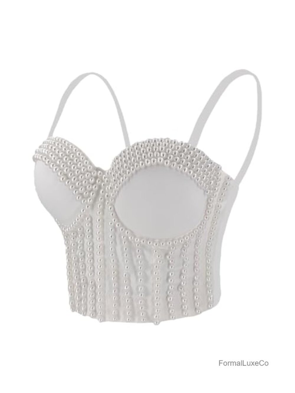 Pearls Beaded Bustier Top Smooth Sexy Corset Evening Party Wear
